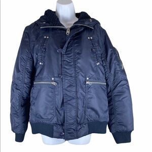 Buffalo David Bitton Hooded Bomber Jacket Navy S